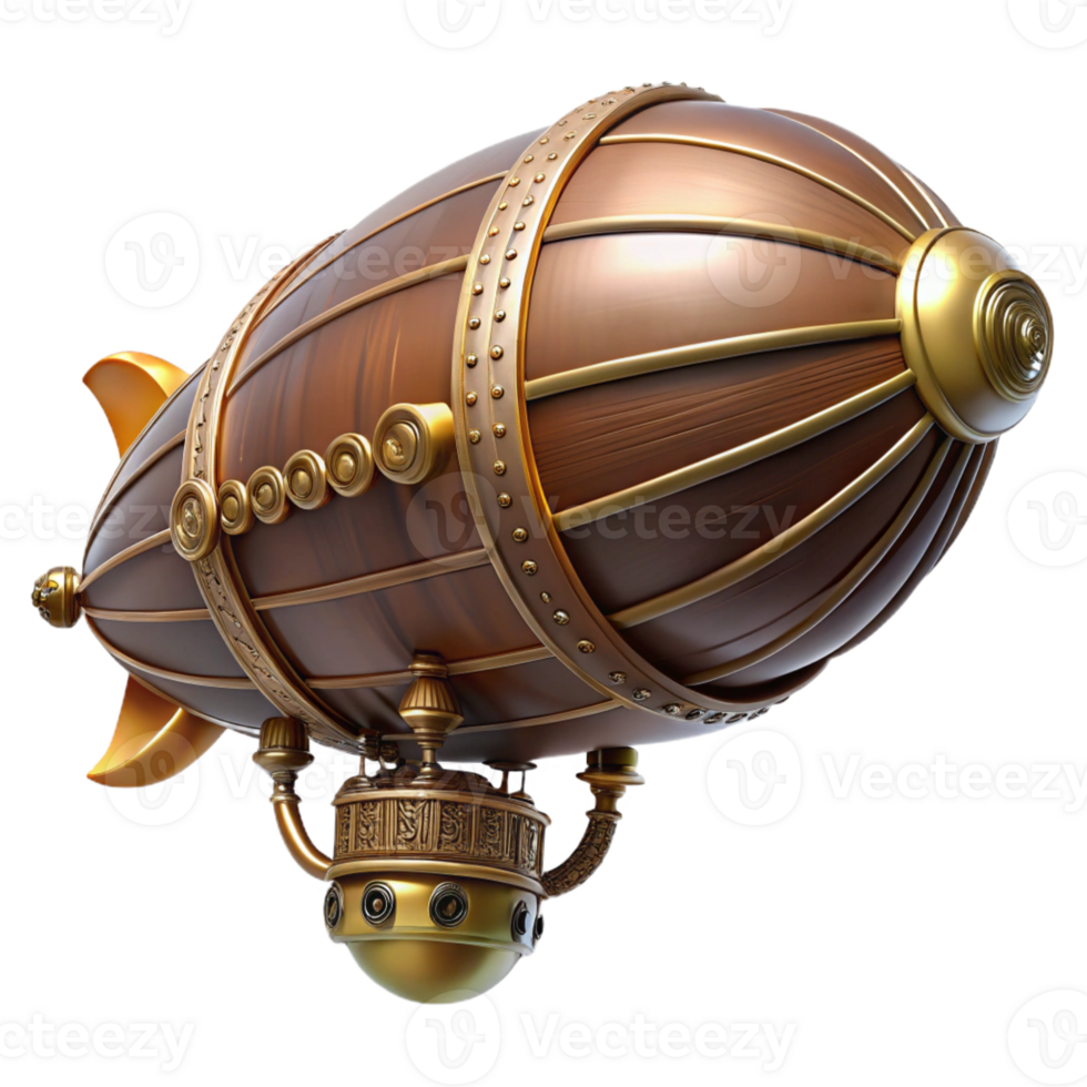extraordinary modern Steampunk zeppelin miniature with intricate detailing original png