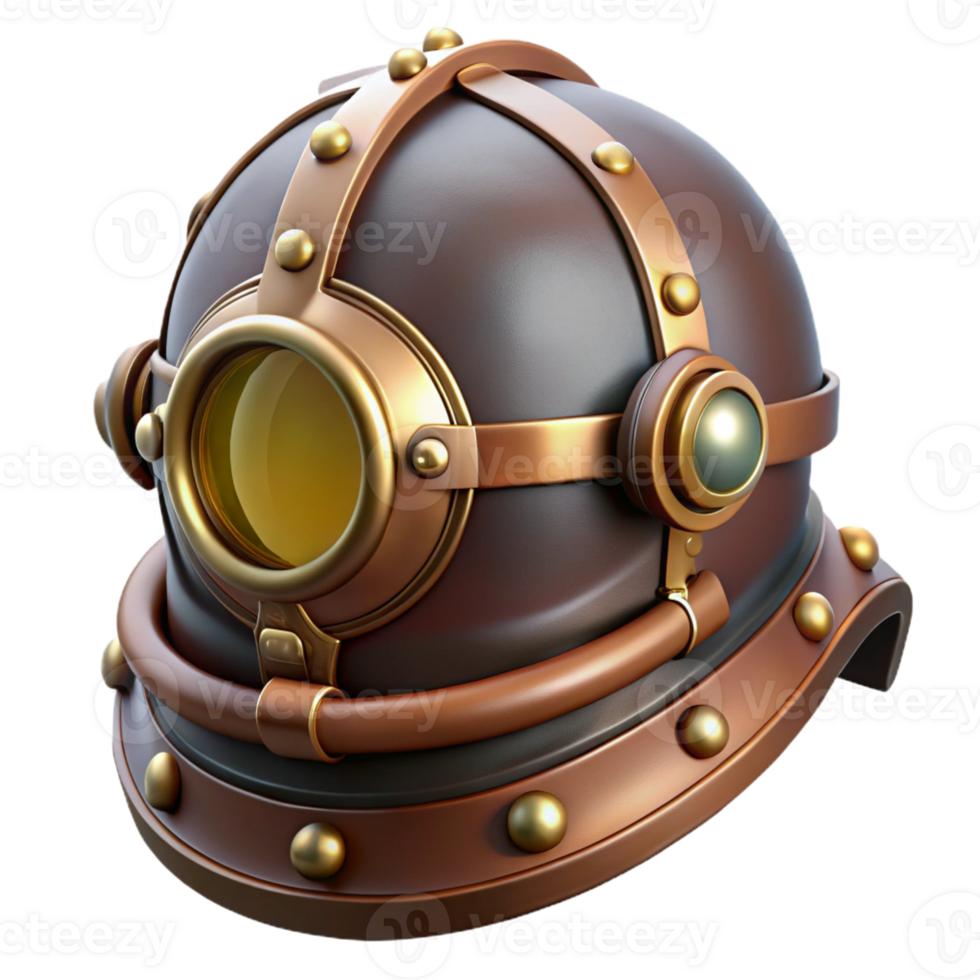 stunning modern Steampunk helmet with a visor and brass accents high resolution png
