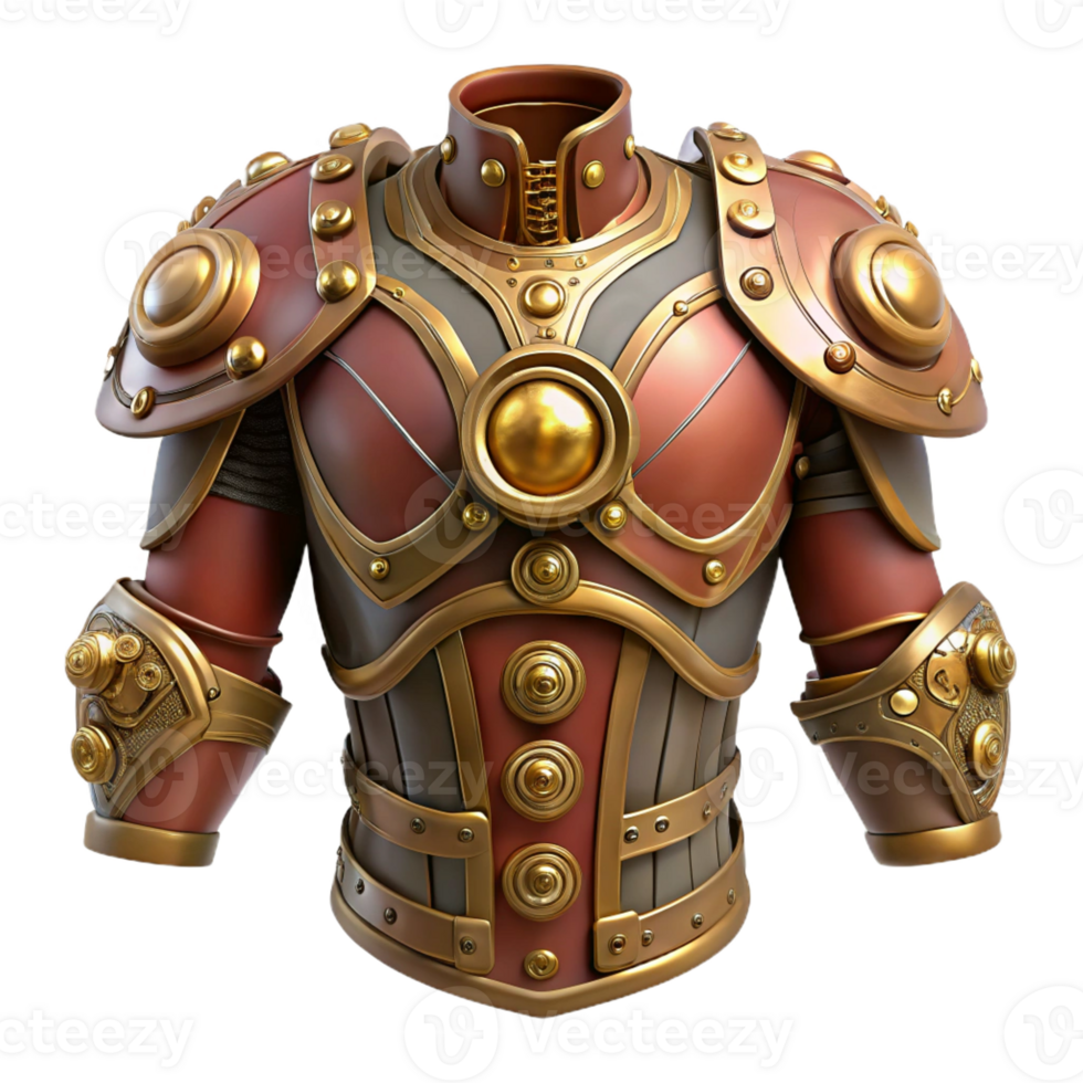 wonderful abstract Steampunk armor with articulated plates and intricate detailing 4K png