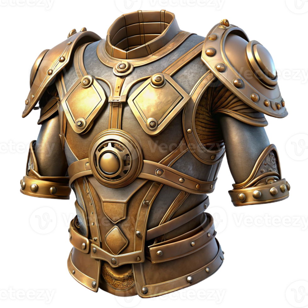 impressive abstract Steampunk armor with articulated plates and intricate detailing authentic png