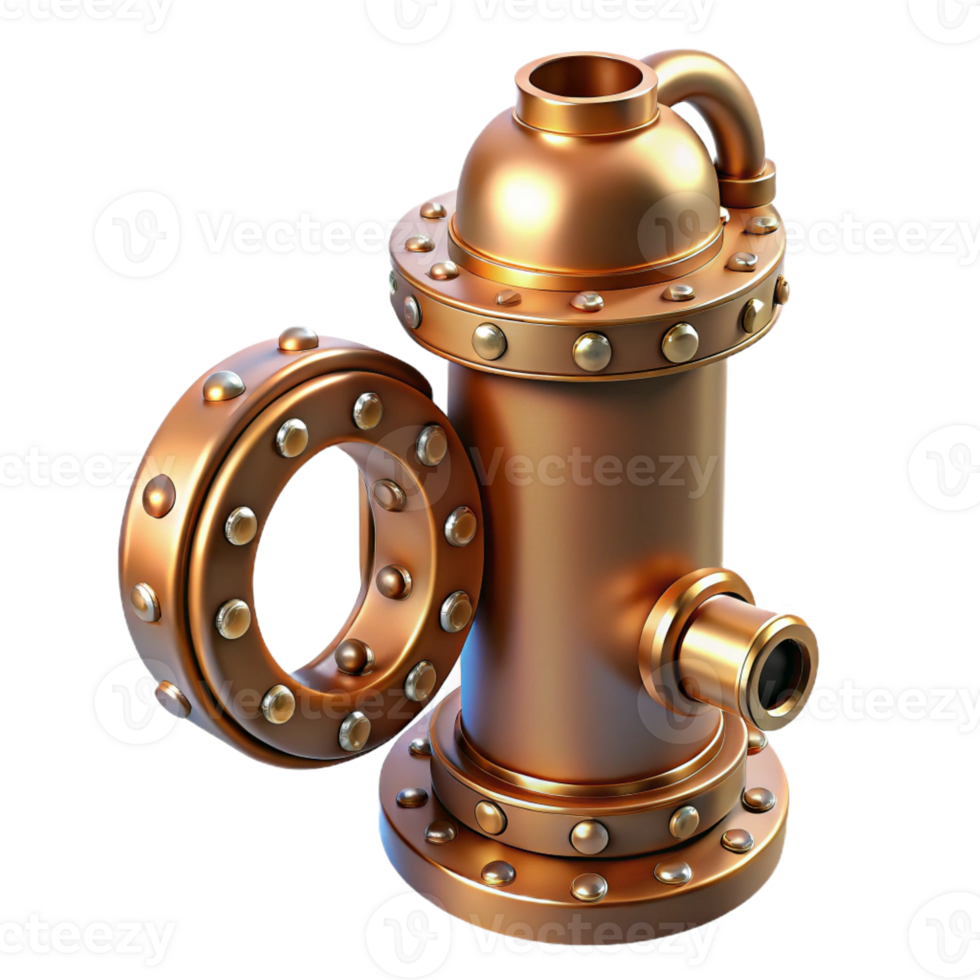 beautiful rustic Steampunk tube, copper with visible rivets high quality png