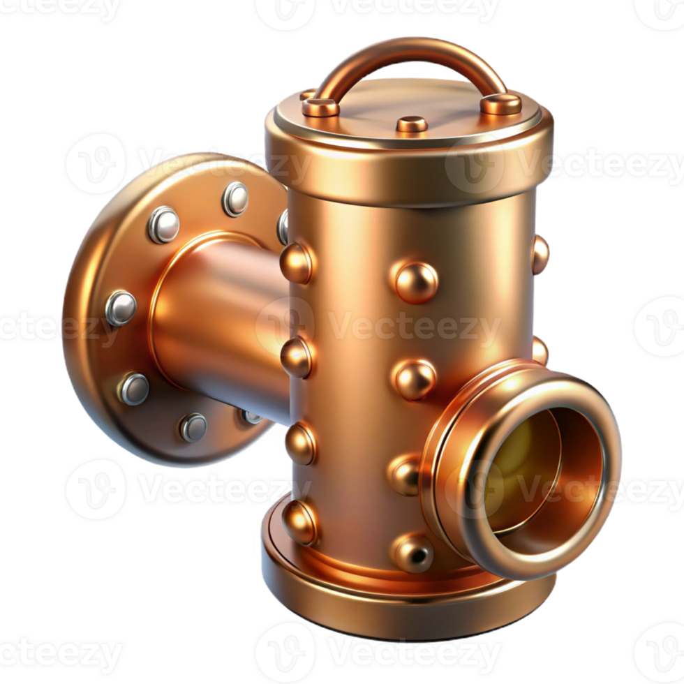 beautiful creative Steampunk tube, copper with visible rivets high resolution png