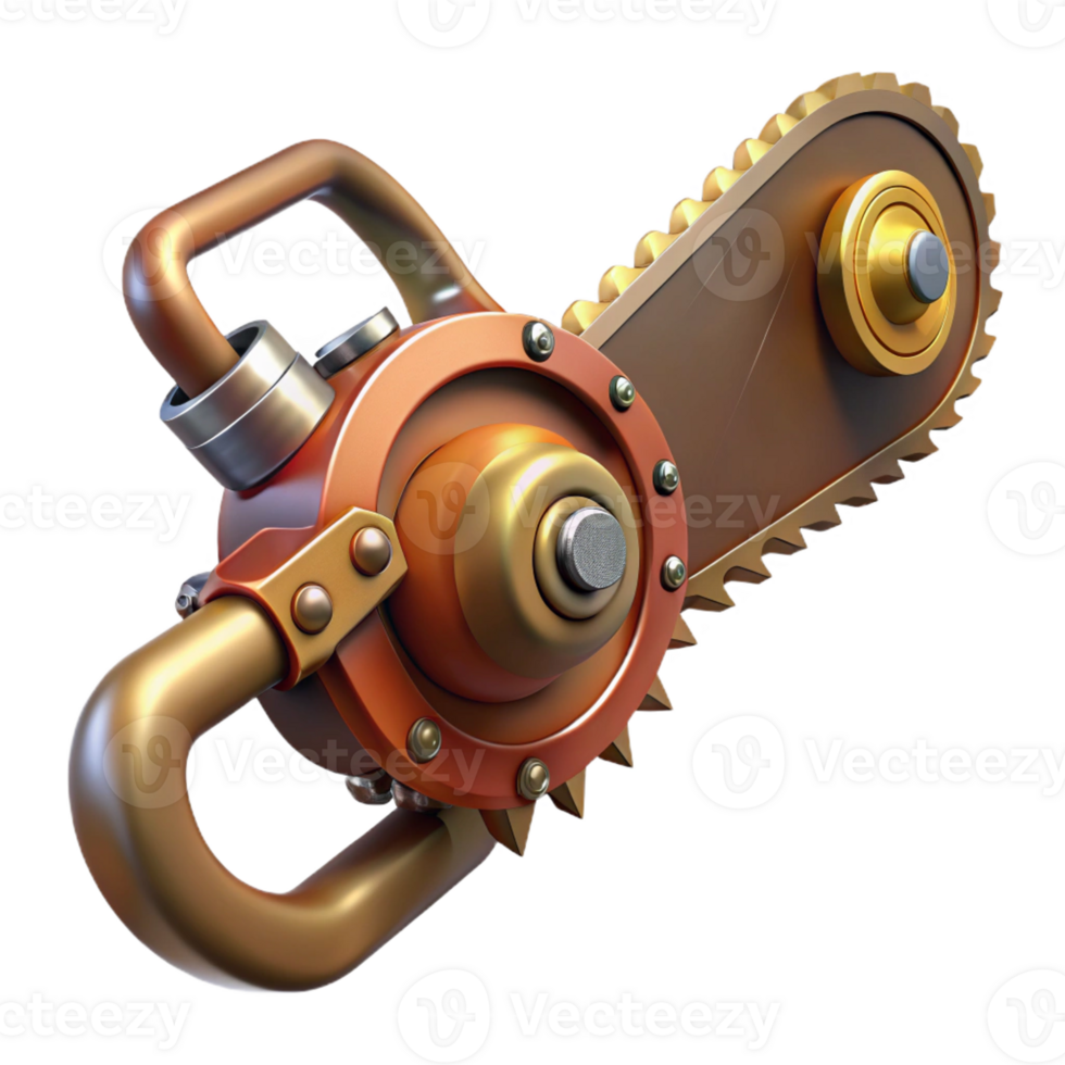 vibrant classic Steampunk saw, with a circular blade and steam-powered mechanism high quality png