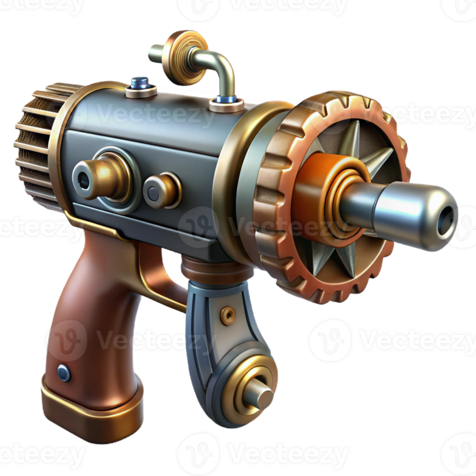 elegant contemporary Steampunk drill, with a rotating bit and a steam-powered motor exclusive png