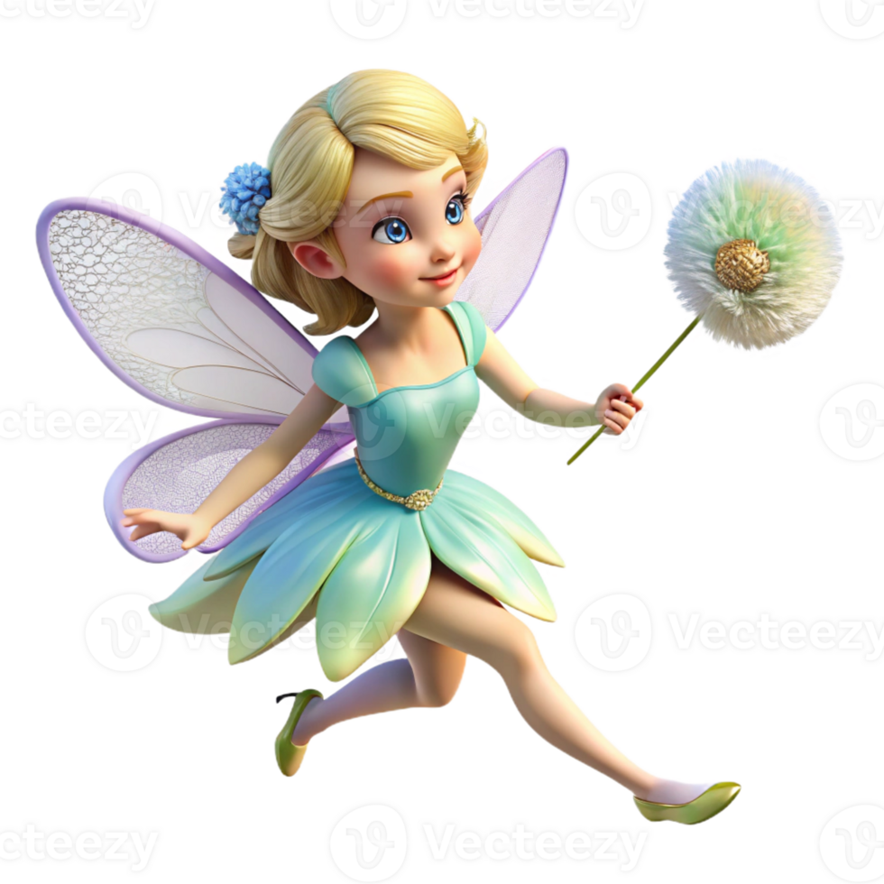 wonderful creative A delicate fairy, iridescent wings fluttering, holding a dandelion seed high quality png