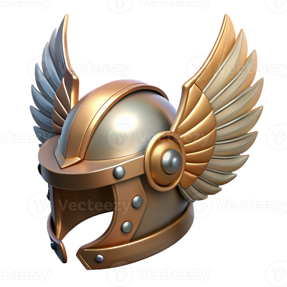 dramatic vintage A winged helmet with intricate metalwork 4K png