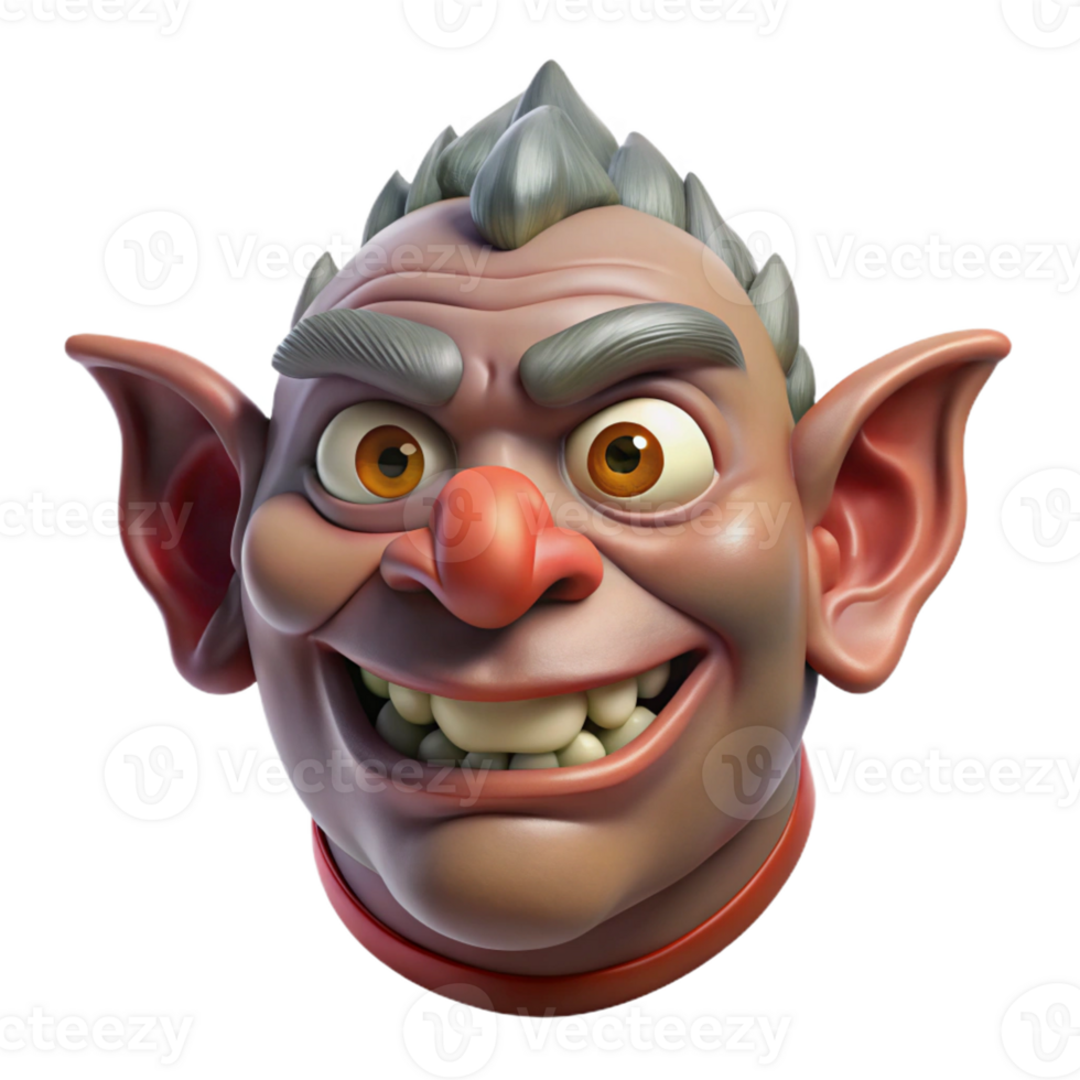 elegant artistic A realistic, detailed illustration of a troll head high quality png