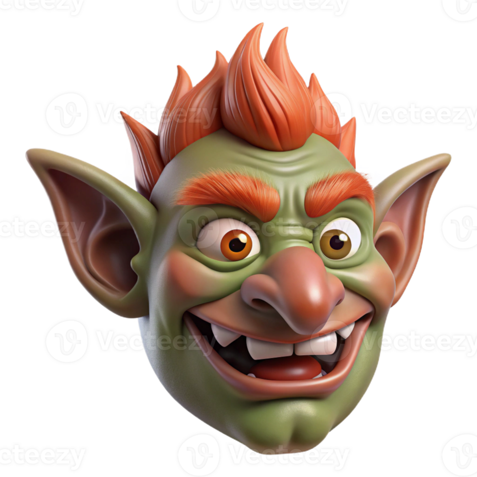 serene modern A realistic, detailed illustration of a troll head genuine png