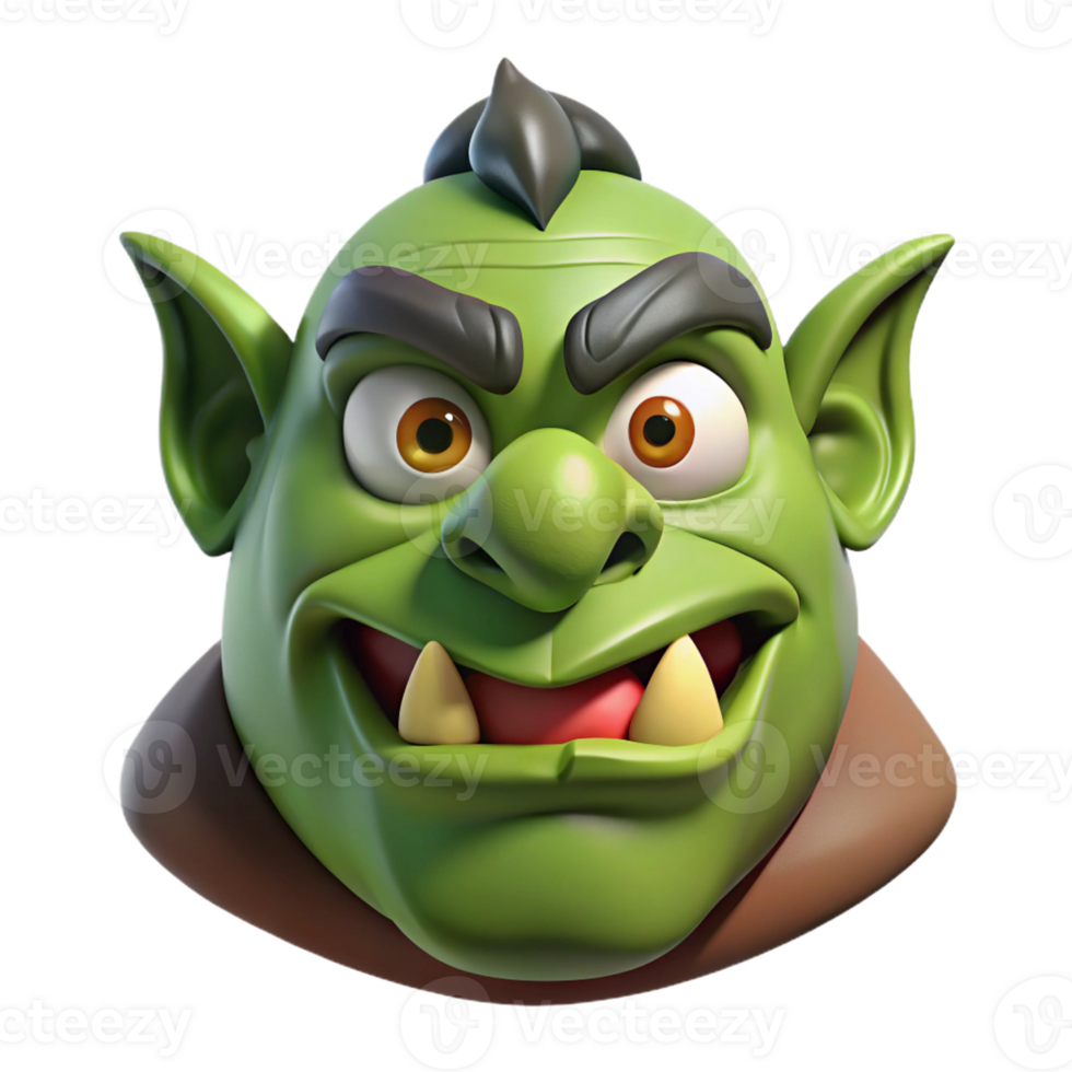 dramatic minimalist A stylized, cartoon-style ogre head premium png