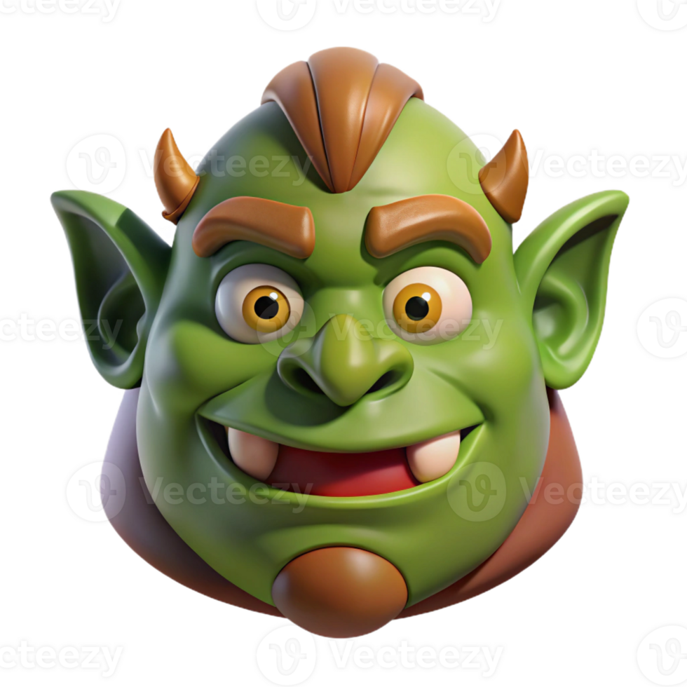 elegant abstract A stylized, cartoon-style ogre head high resolution png