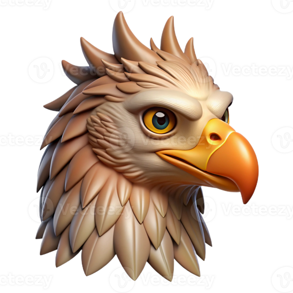 impressive modern A highly detailed illustration of a griffin's head 4K png