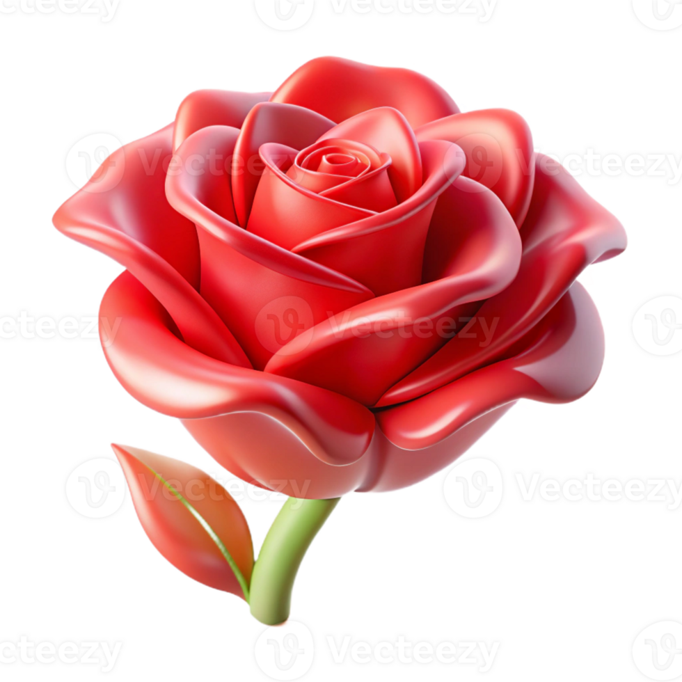 vibrant minimalist A single red rose, stylized, abstract art genuine png