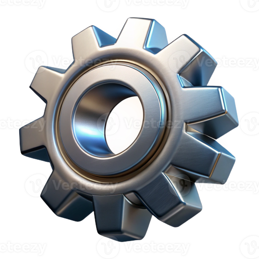 magnificent contemporary A gear, metallic, industrial style authentic png