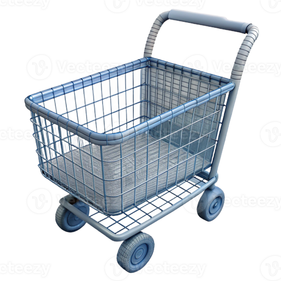 magnificent modern A shopping cart, wireframe model detailed png