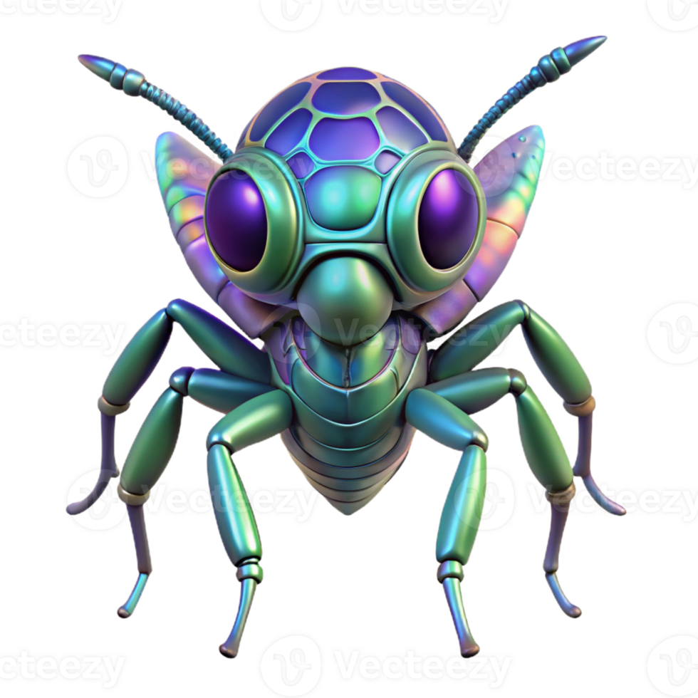elegant creative Alien Insect Creature with iridescent carapace genuine png