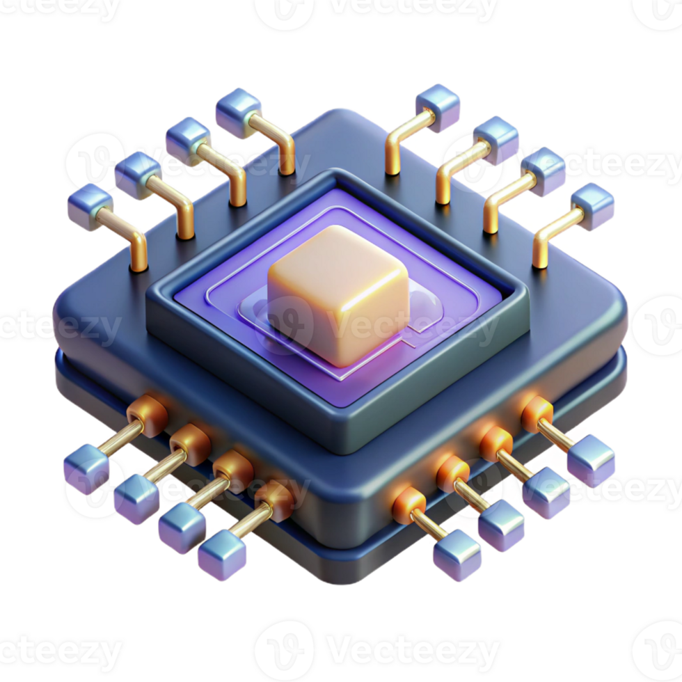 bellissimo creativo quantistico computer processore con raggiante circuiti autentico png