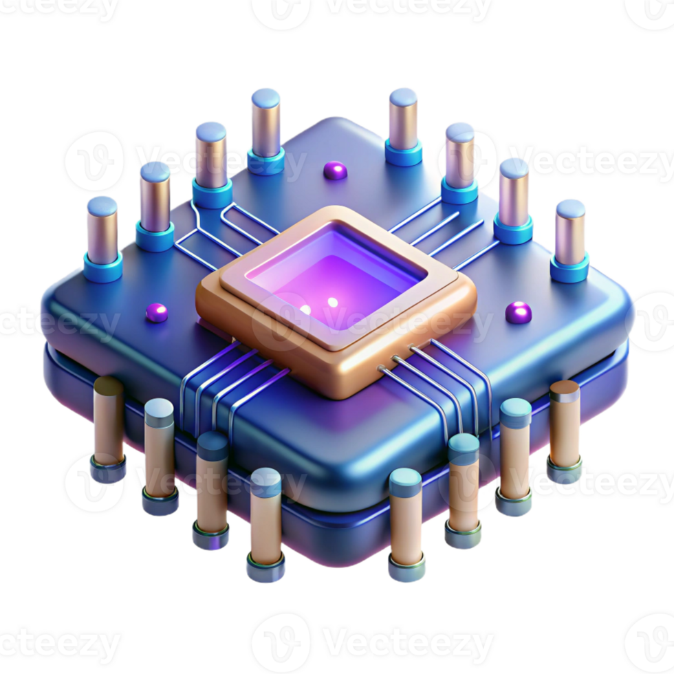 straordinario minimalista quantistico computer processore con raggiante circuiti alto risoluzione png