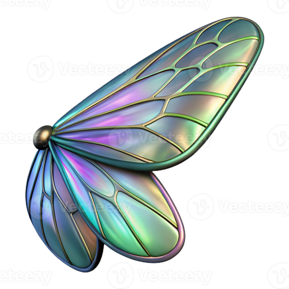 vibrant rustic Bioengineered Insect Wing with iridescent patterns high resolution png