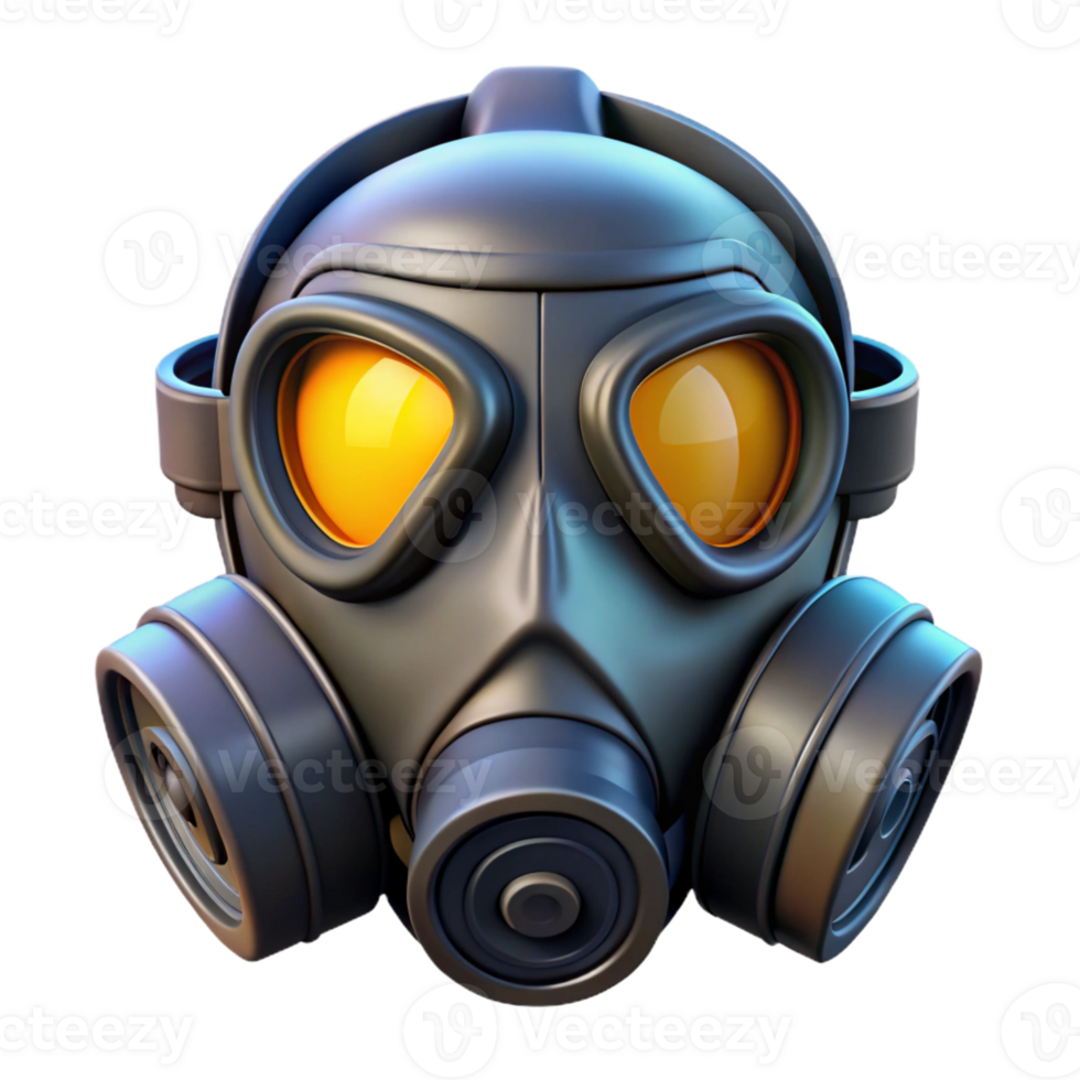 serene creative Cyberpunk Gas Mask with integrated filters high resolution png
