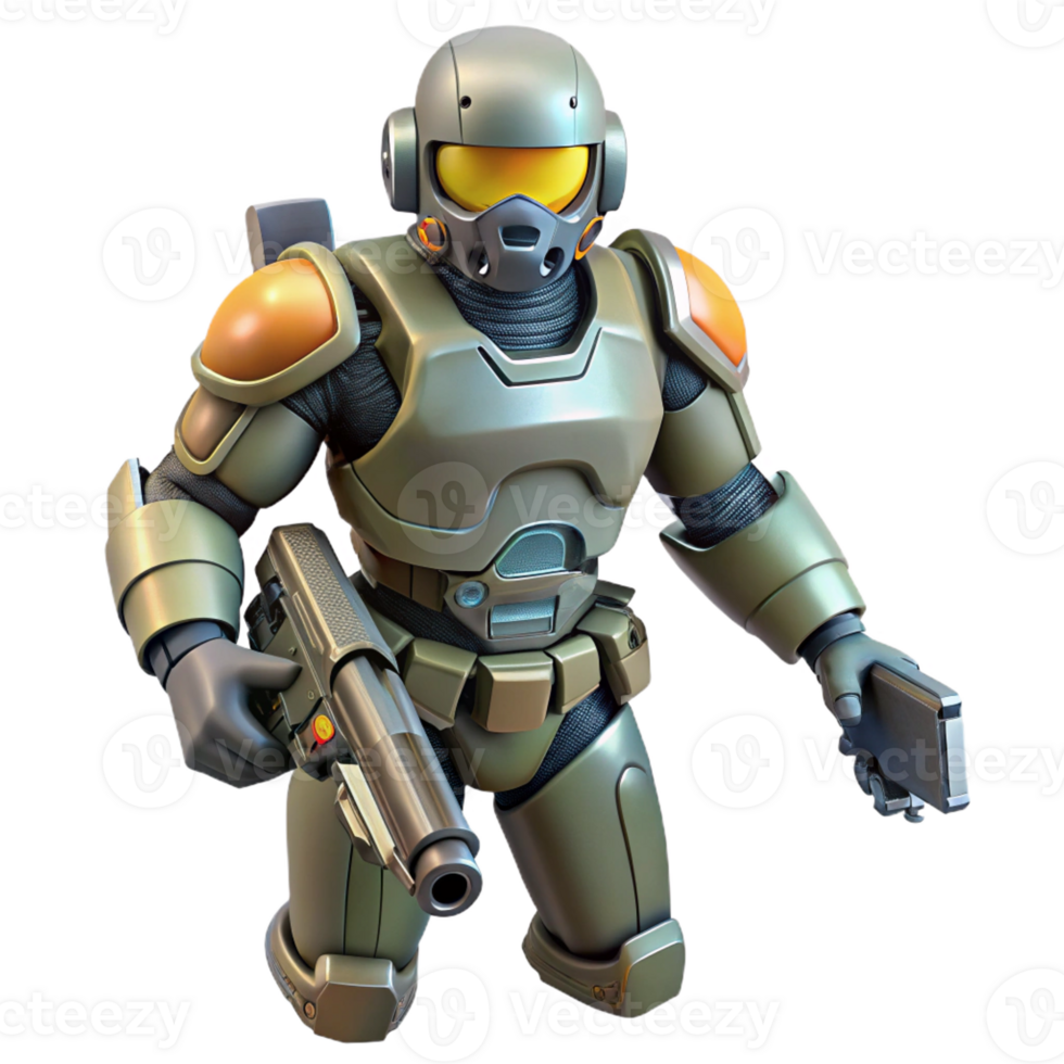 impressive creative Robot Soldier with advanced weaponry genuine png