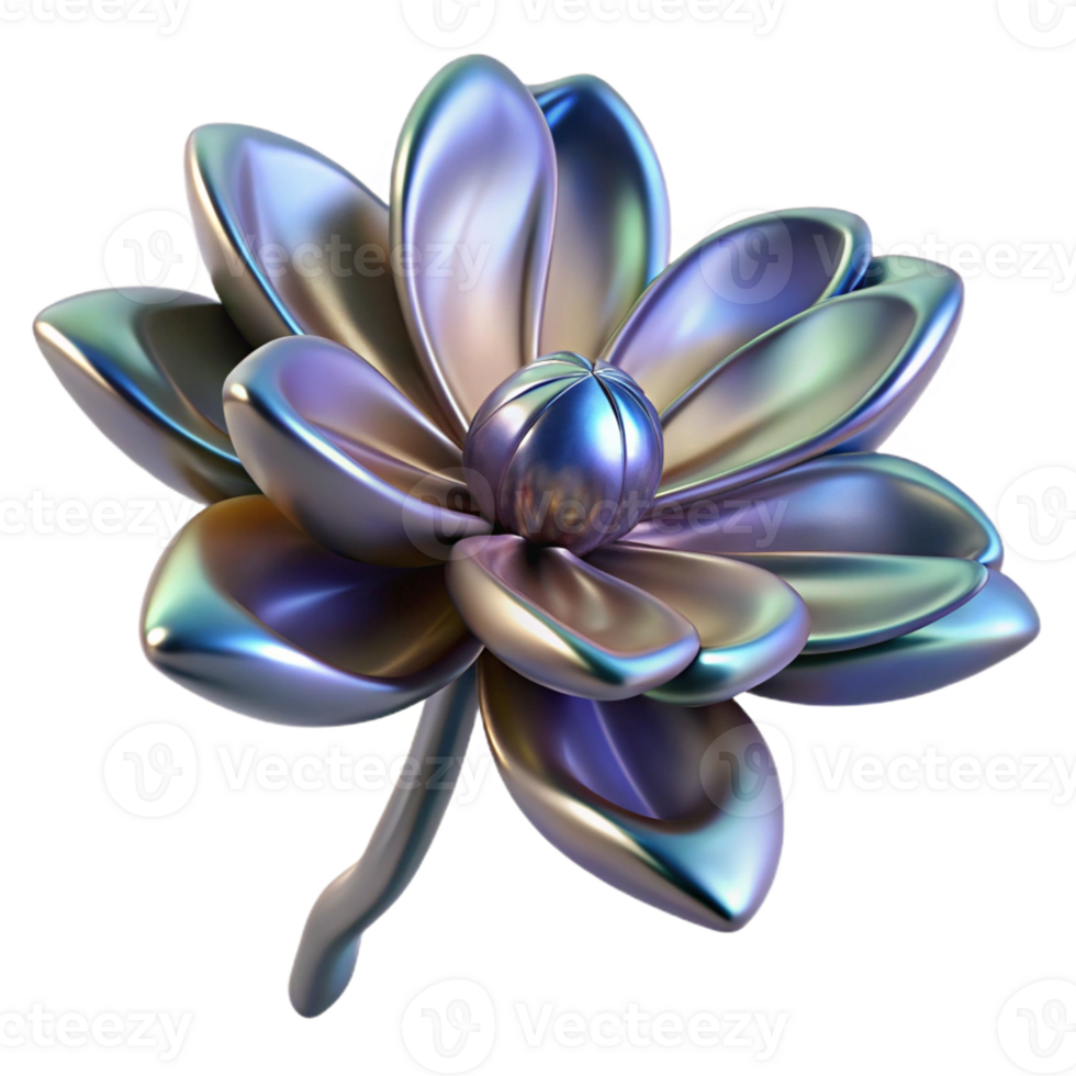 elegant rustic Bioengineered Flower with metallic petals premium png