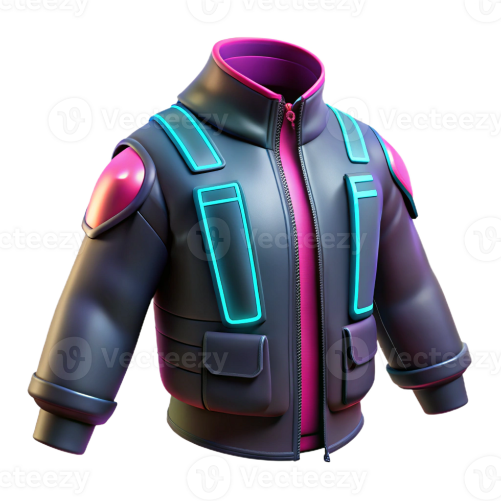 serene creative Cyberpunk Jacket with integrated technology detailed png