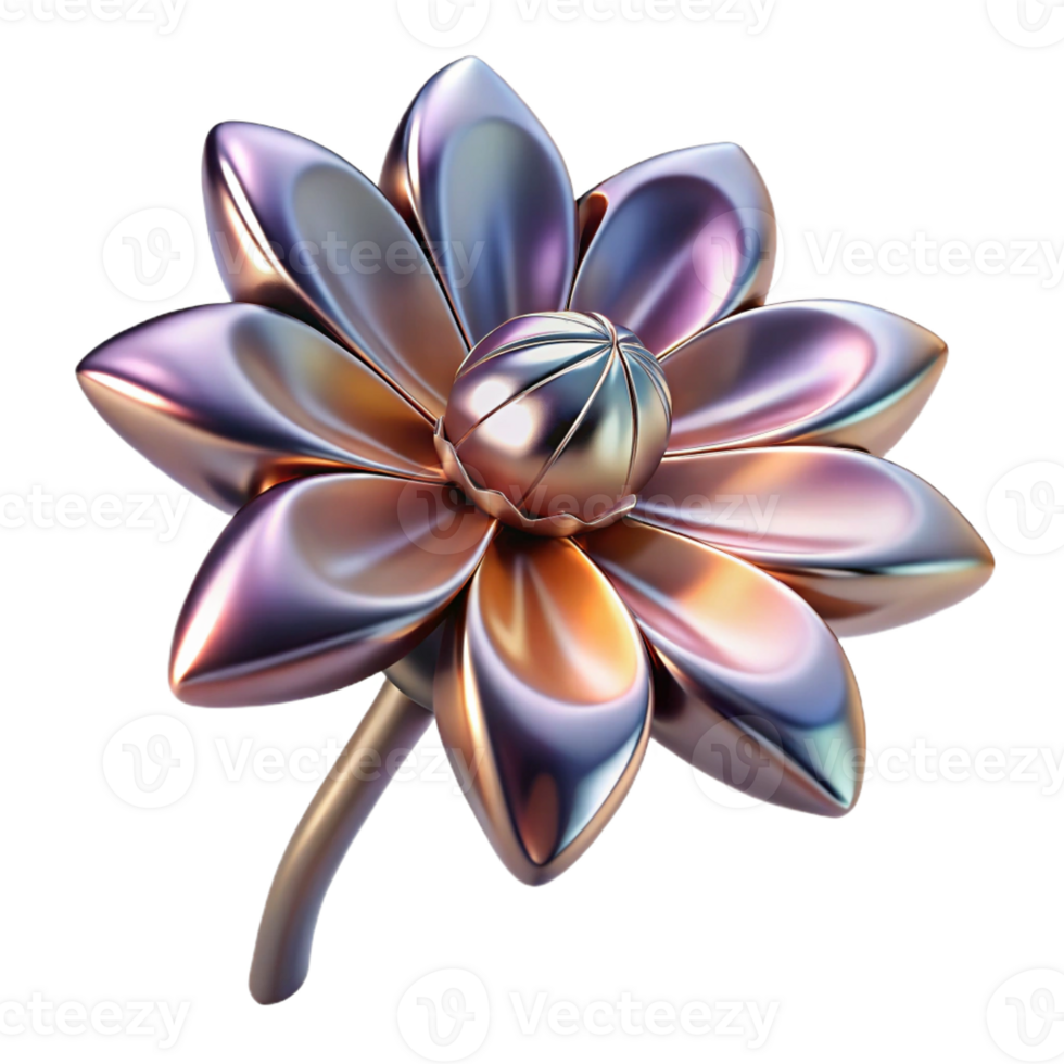 impressive rustic Bioengineered Flower with metallic petals authentic png