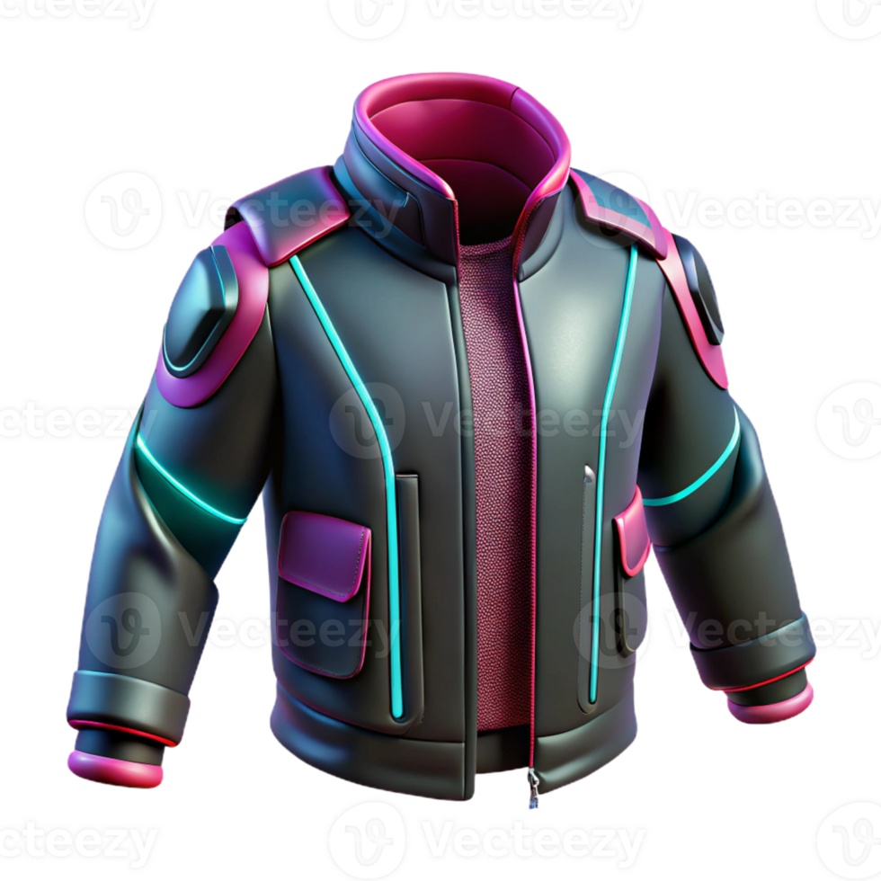 elegant minimalist Cyberpunk Jacket with integrated technology 4K png