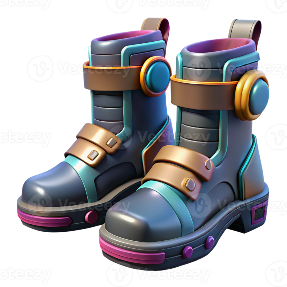 magnificent classic Cyberpunk Boots with magnetic grip soles detailed png