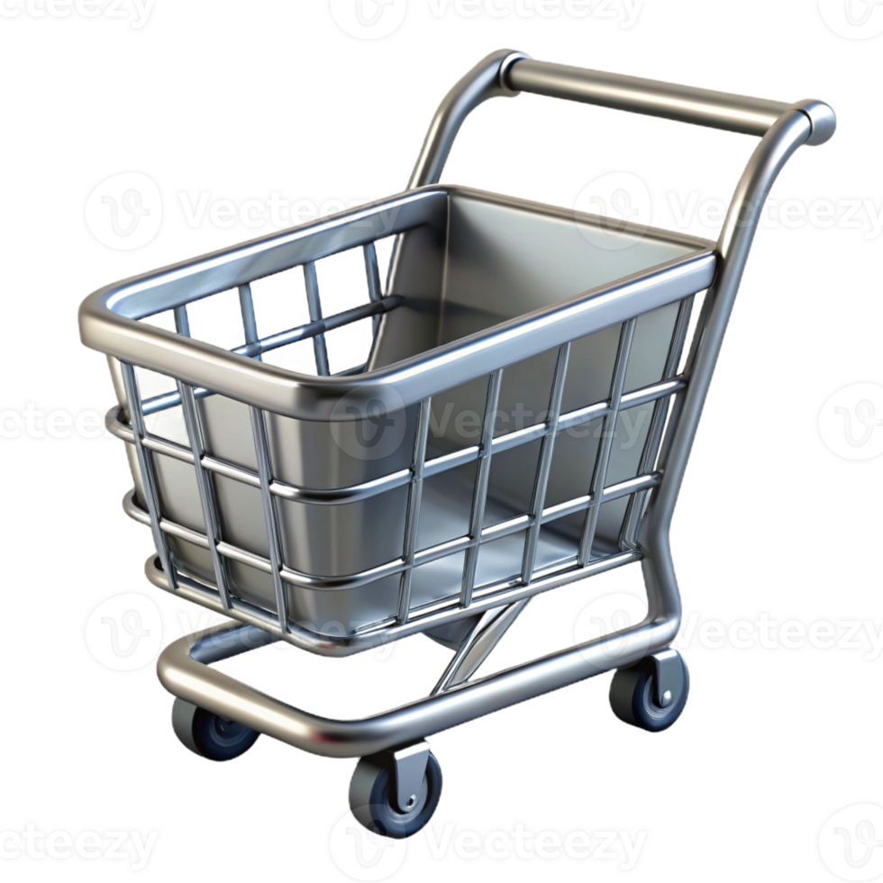 extraordinary rustic A shopping cart, empty, metallic, professional png