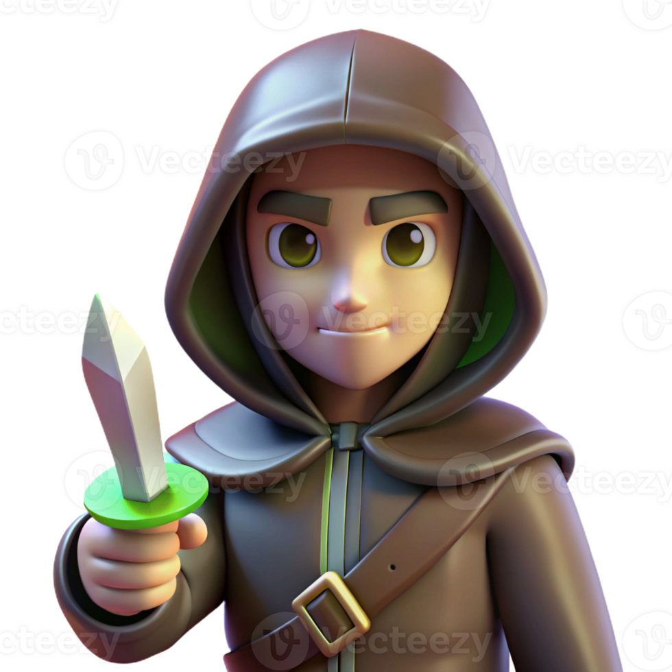 elegant abstract A hooded assassin, holding a poisoned dagger exclusive png