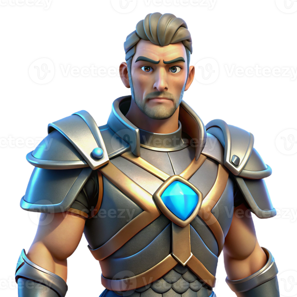 wonderful minimalist A powerful warrior, wearing plate armor authentic png