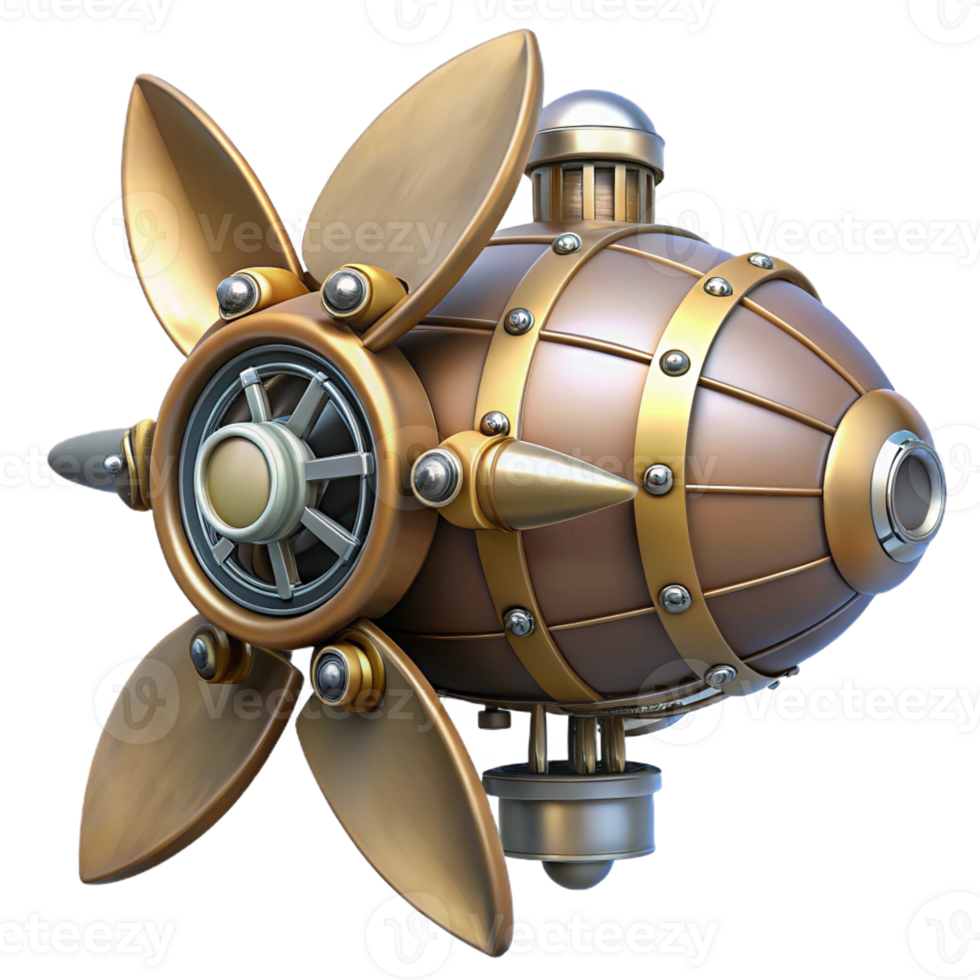 vibrant creative A steampunk airship propeller, highly detailed premium png