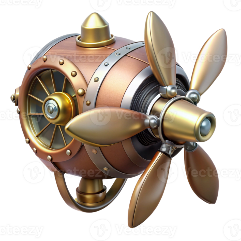 vibrant traditional A steampunk airship propeller, highly detailed exclusive png