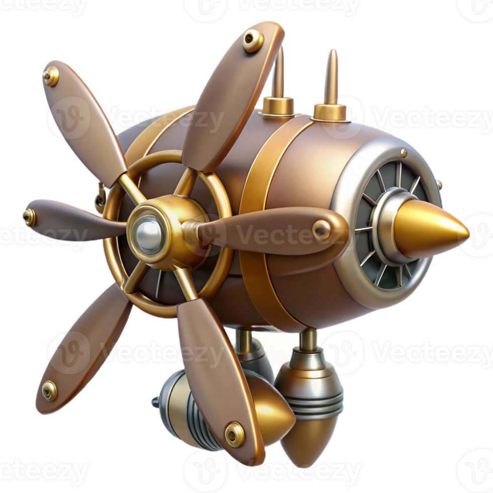 elegant minimalist A steampunk airship propeller, highly detailed 4K png