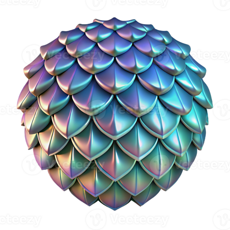 elegant contemporary A detailed illustration of a dragon scale, shimmering iridescently high quality png