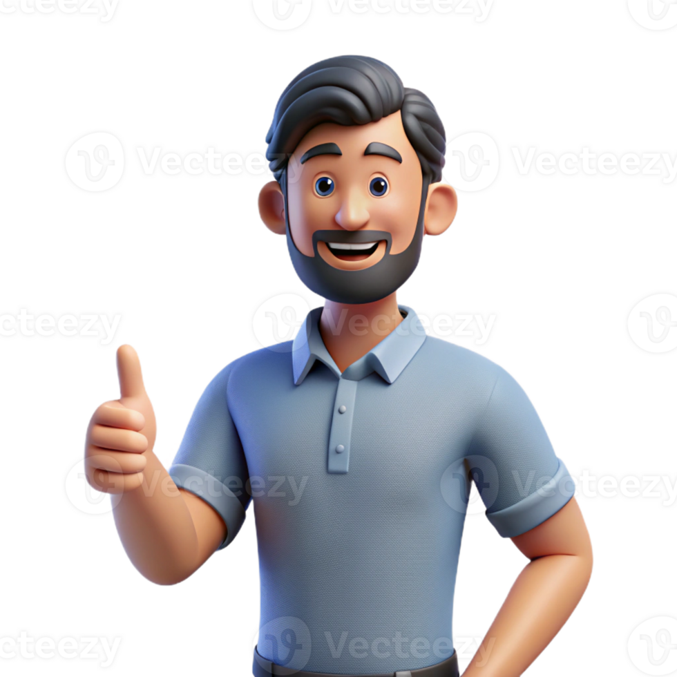serene modern Man with thumbs up gesture, 4K png