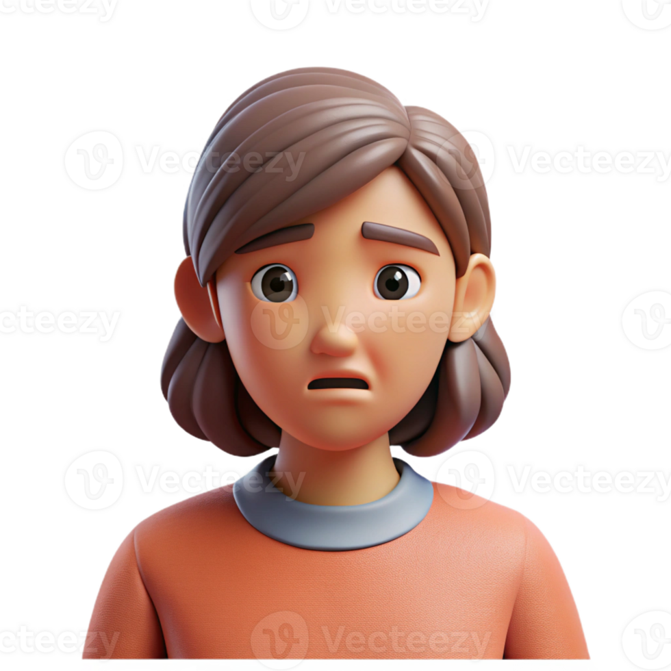 beautiful abstract Woman with a sad expression, original png
