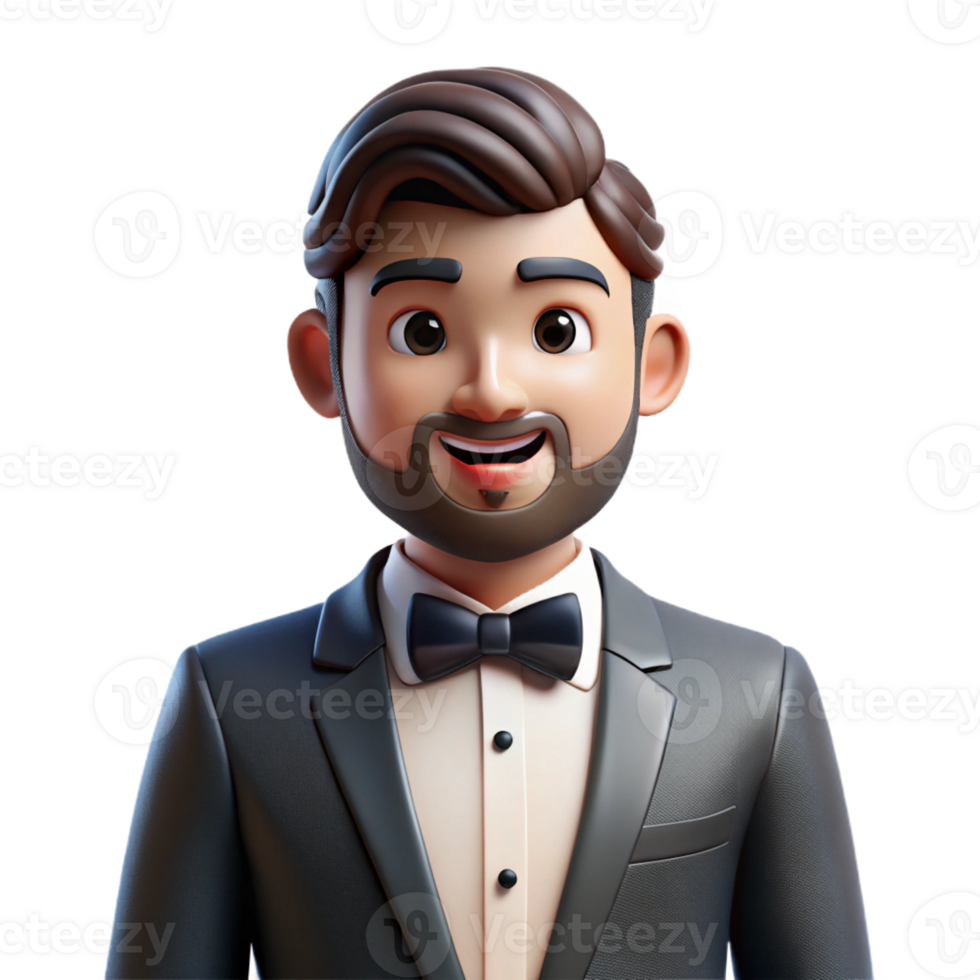 elegant creative Handsome groom in a tuxedo, detailed png