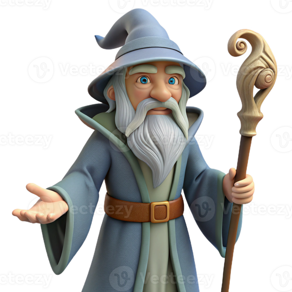 serene abstract A wise old wizard with a long white beard and staff exclusive png