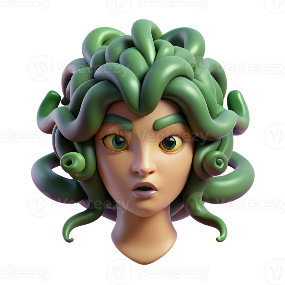 elegant abstract A menacing medusa head, with snakes for hair high resolution png