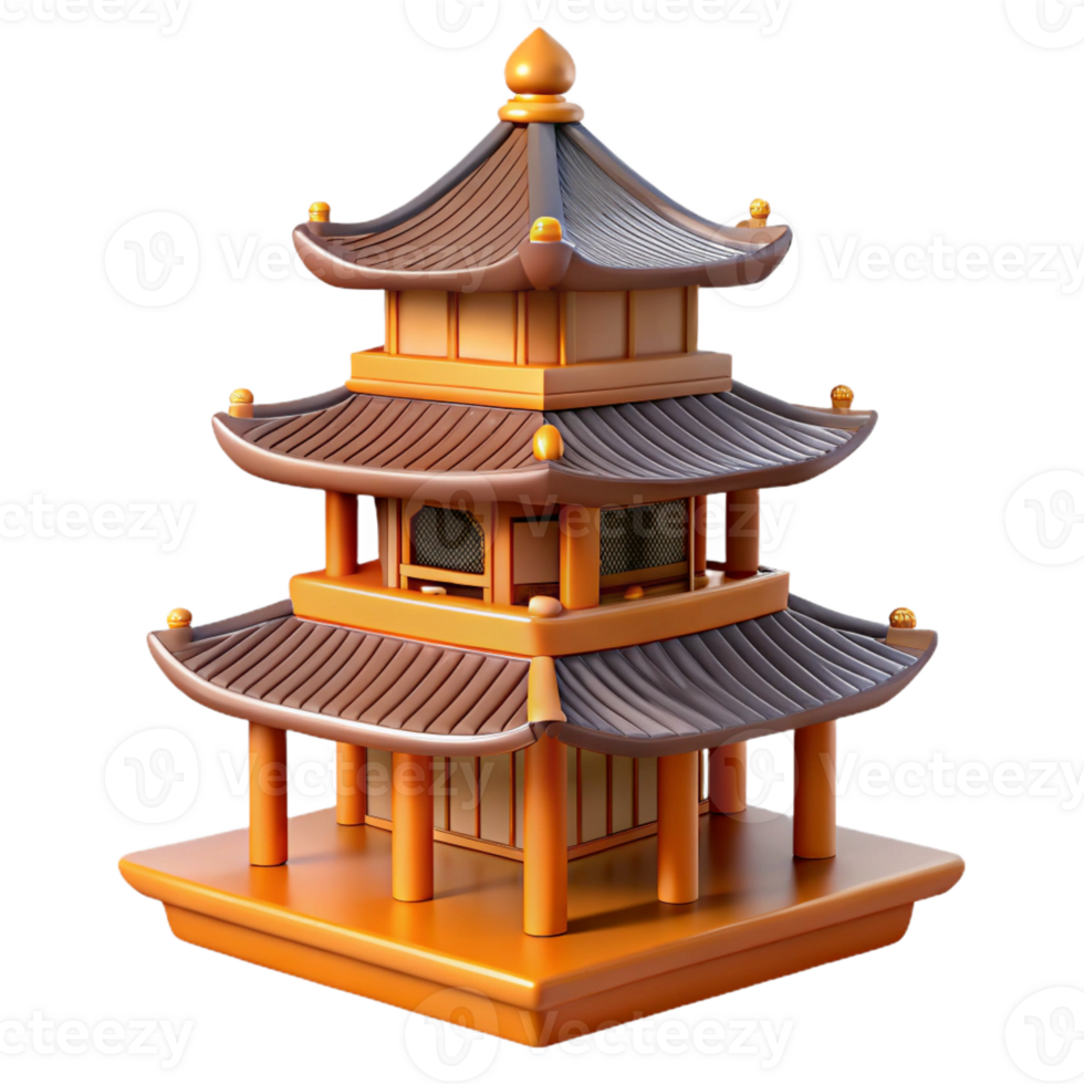beautiful artistic Pagoda, tiered roof, professional png