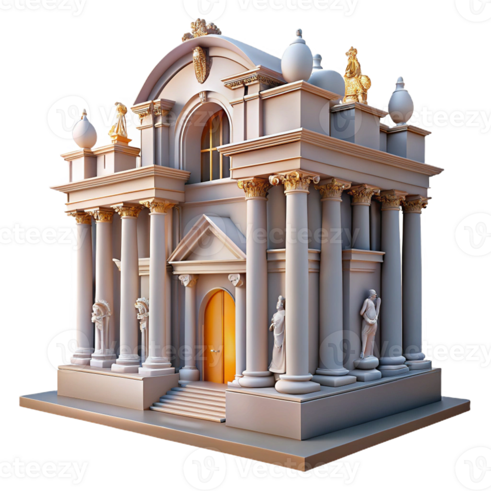 magnificent traditional Baroque palace facade, sculpted figures, exclusive png