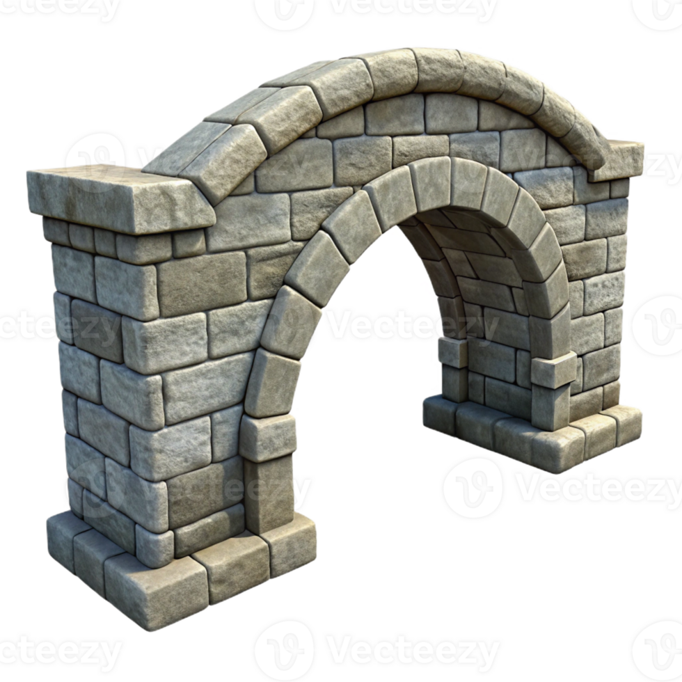 magnificent minimalist Stone bridge arch, weathered texture, authentic png