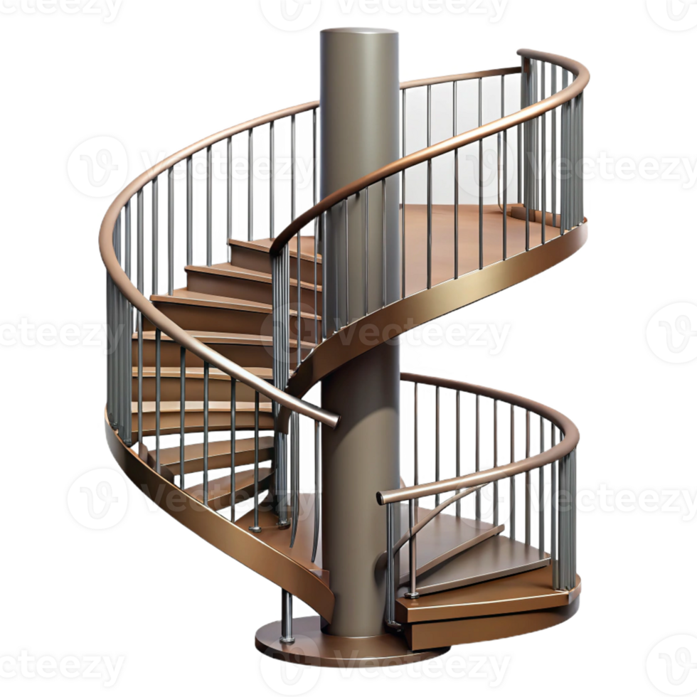 beautiful creative Spiral staircase, wrought iron railing, original png