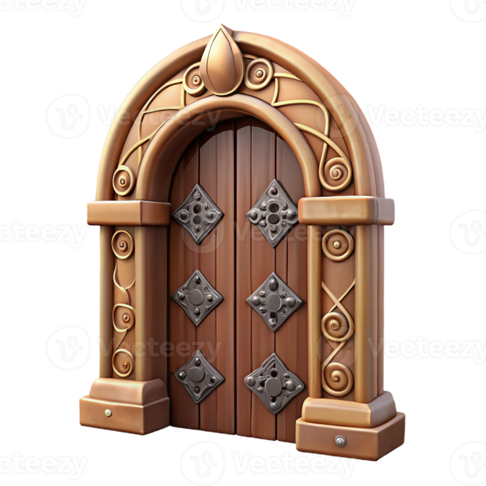 elegant traditional Antique wooden door, carved details, exclusive png