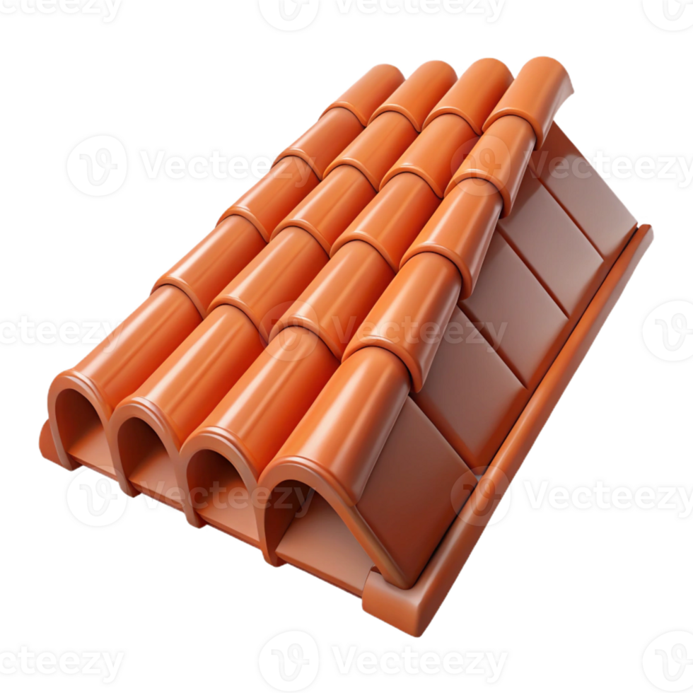 vibrant traditional Roof tile, terracotta material, authentic png