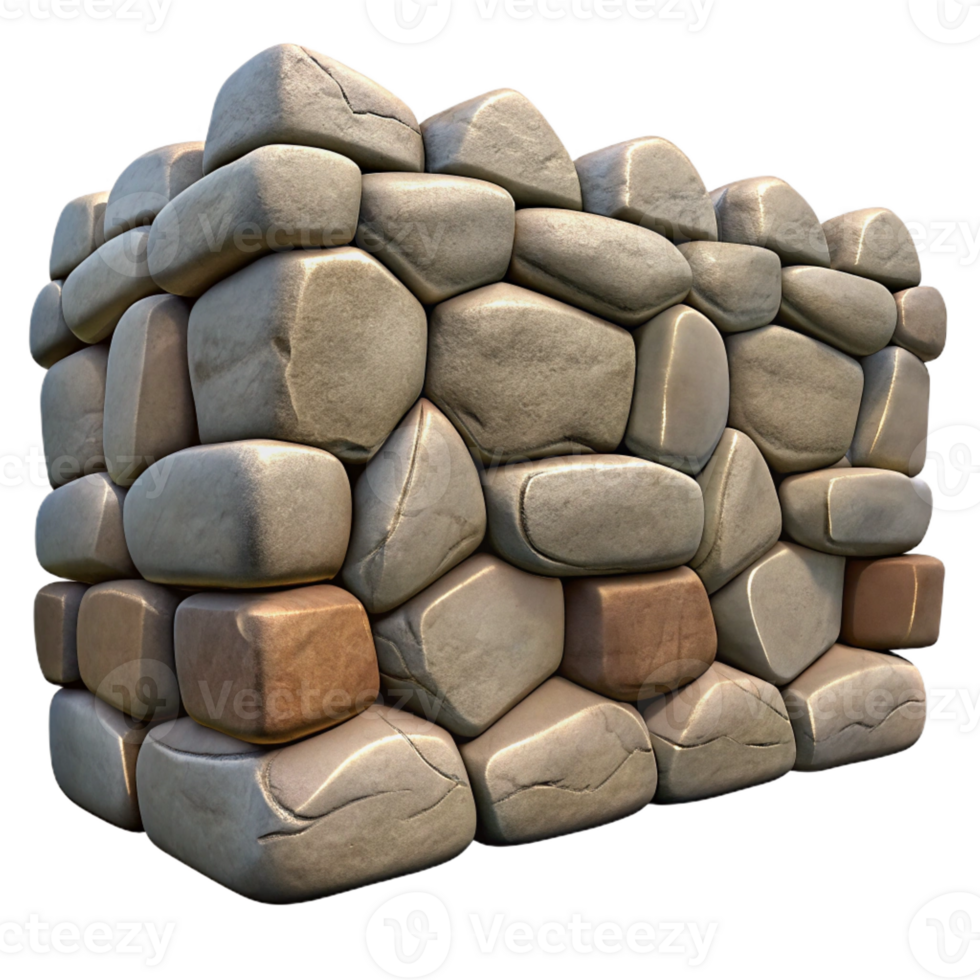 elegant artistic Stone wall, irregular stones, detailed png