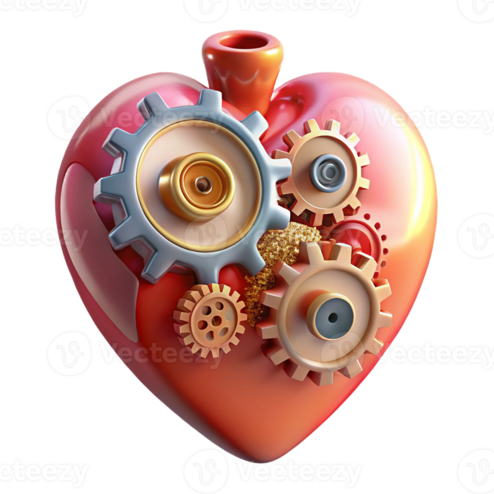 extraordinary rustic An abstract human heart made of gears and cogs original png