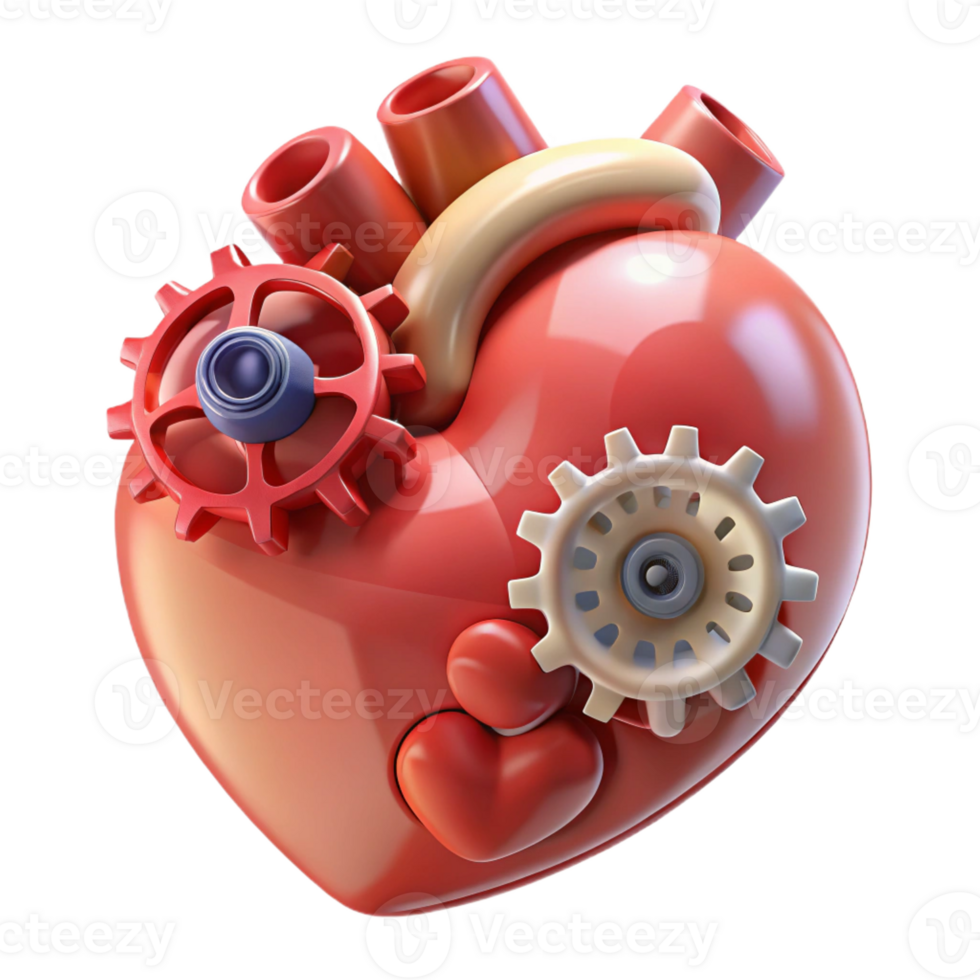 beautiful artistic An abstract human heart made of gears and cogs premium png